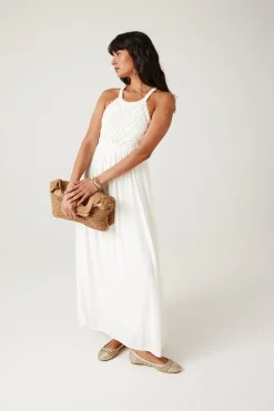 Promod Robe longue détail crochet - Ecru Clearance