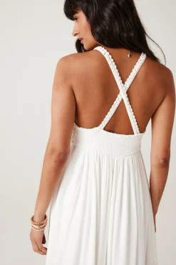 Promod Robe longue détail crochet - Ecru Clearance