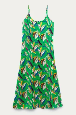 Promod Robe longue en satin imprimé - Imprimé vert Imprimévert Shop