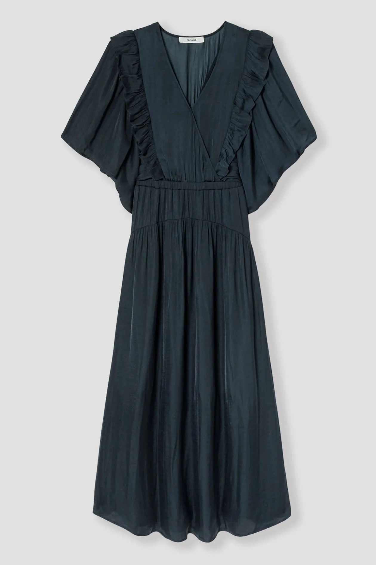 Promod Robe longue en satin uni Femme - Marine Flash Sale