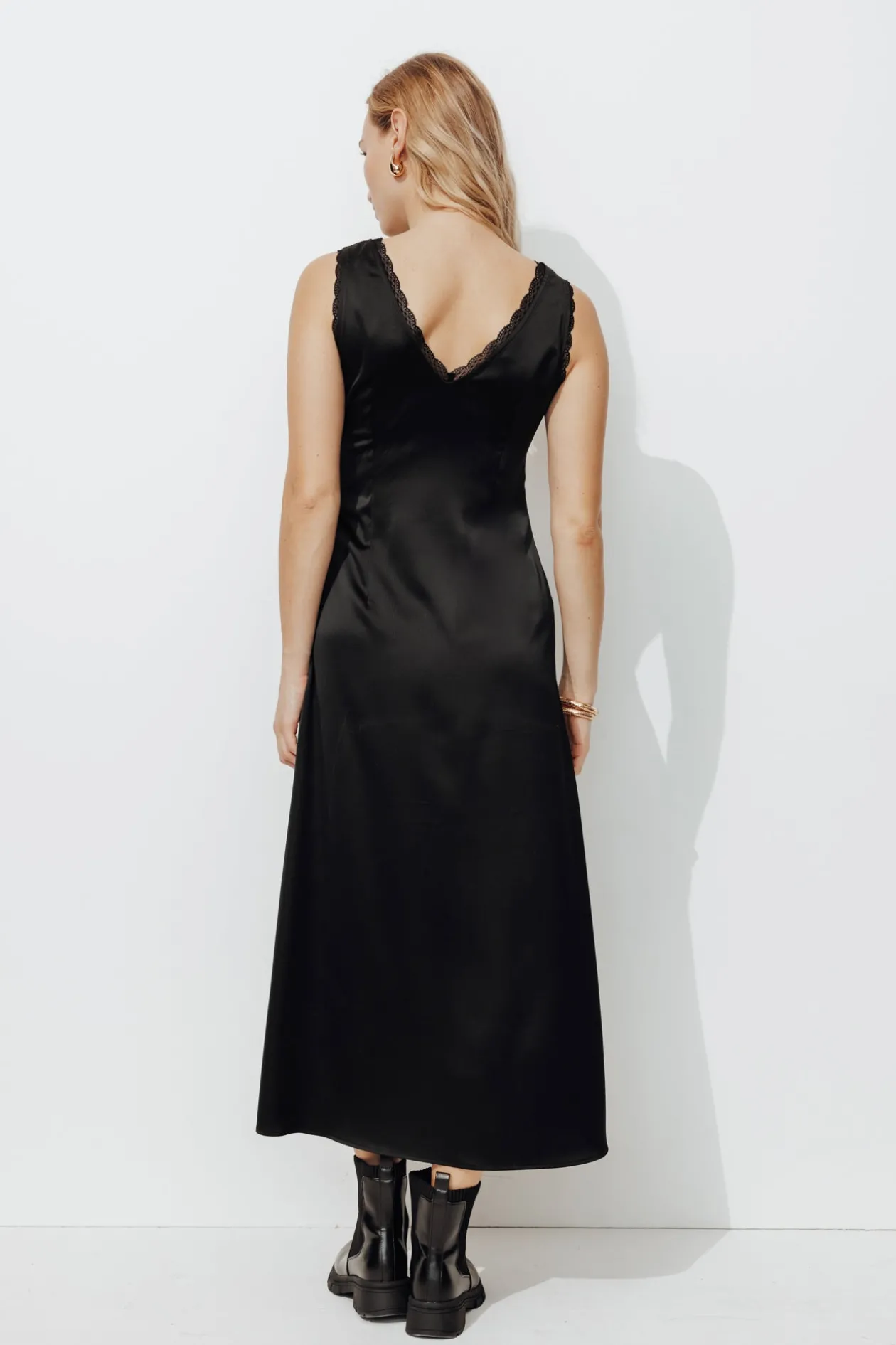 Promod Robe longue satinée Femme - Noir Cheap