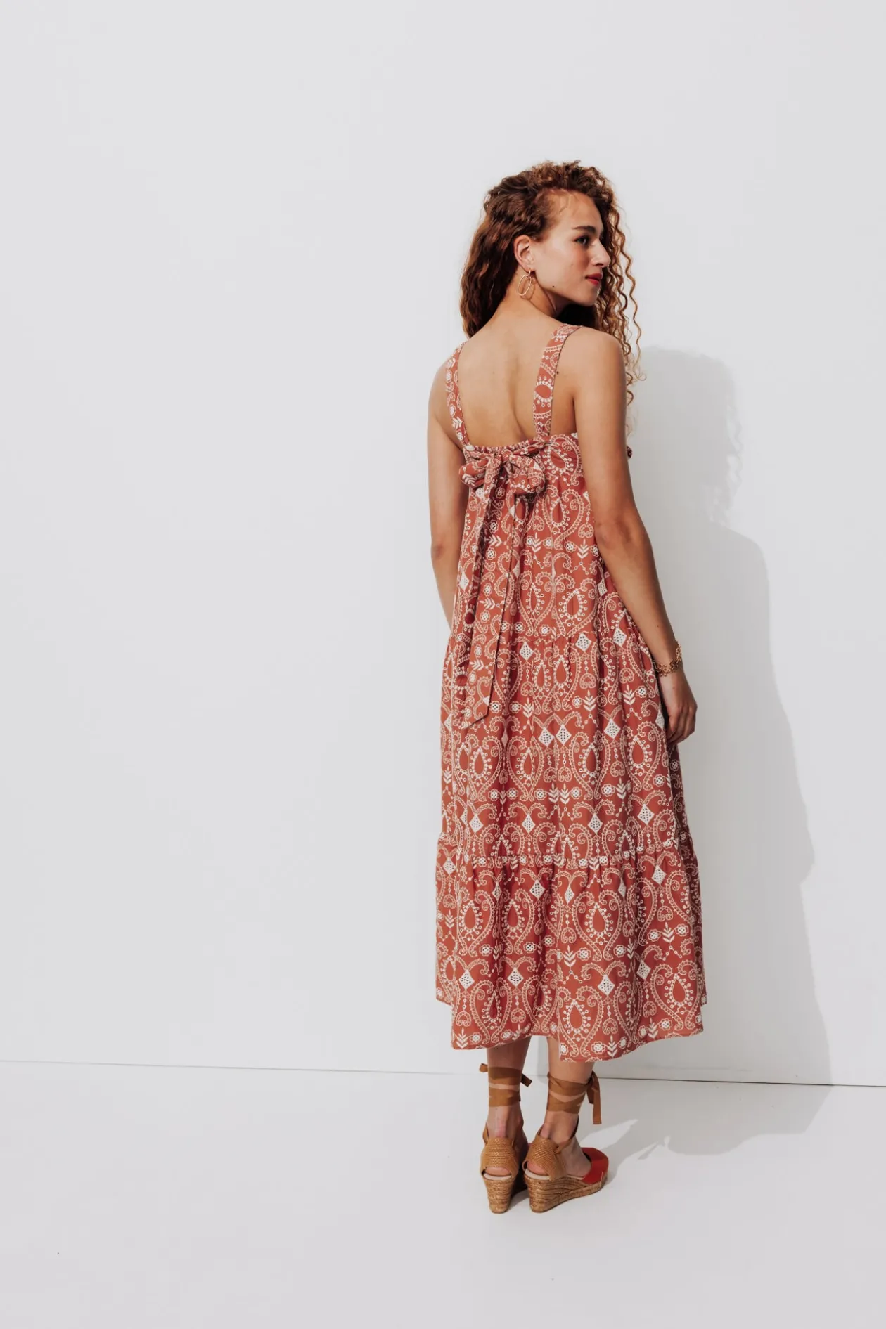 Promod Robe midi en broderie anglaise - Terre de sienne Terredesienne Flash Sale