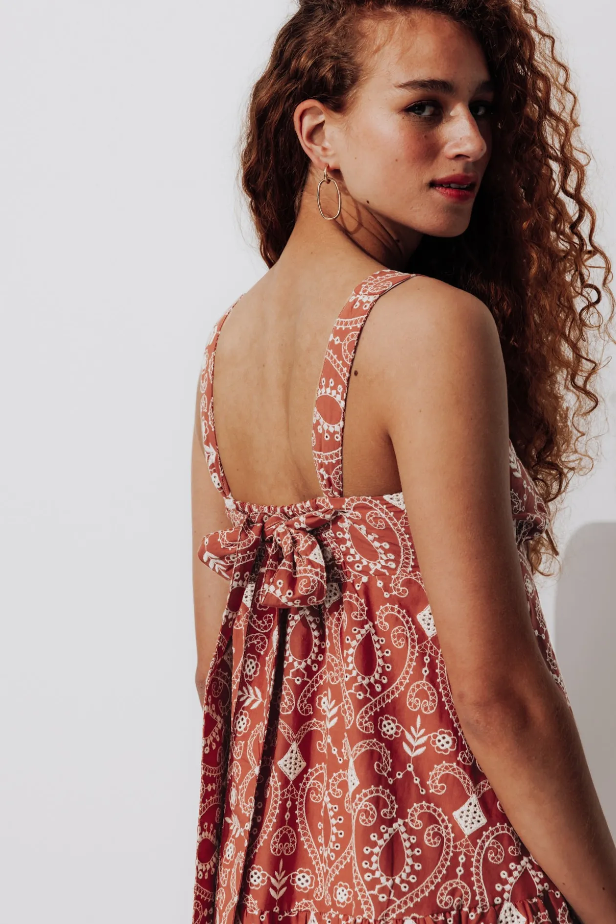 Promod Robe midi en broderie anglaise - Terre de sienne Terredesienne Flash Sale