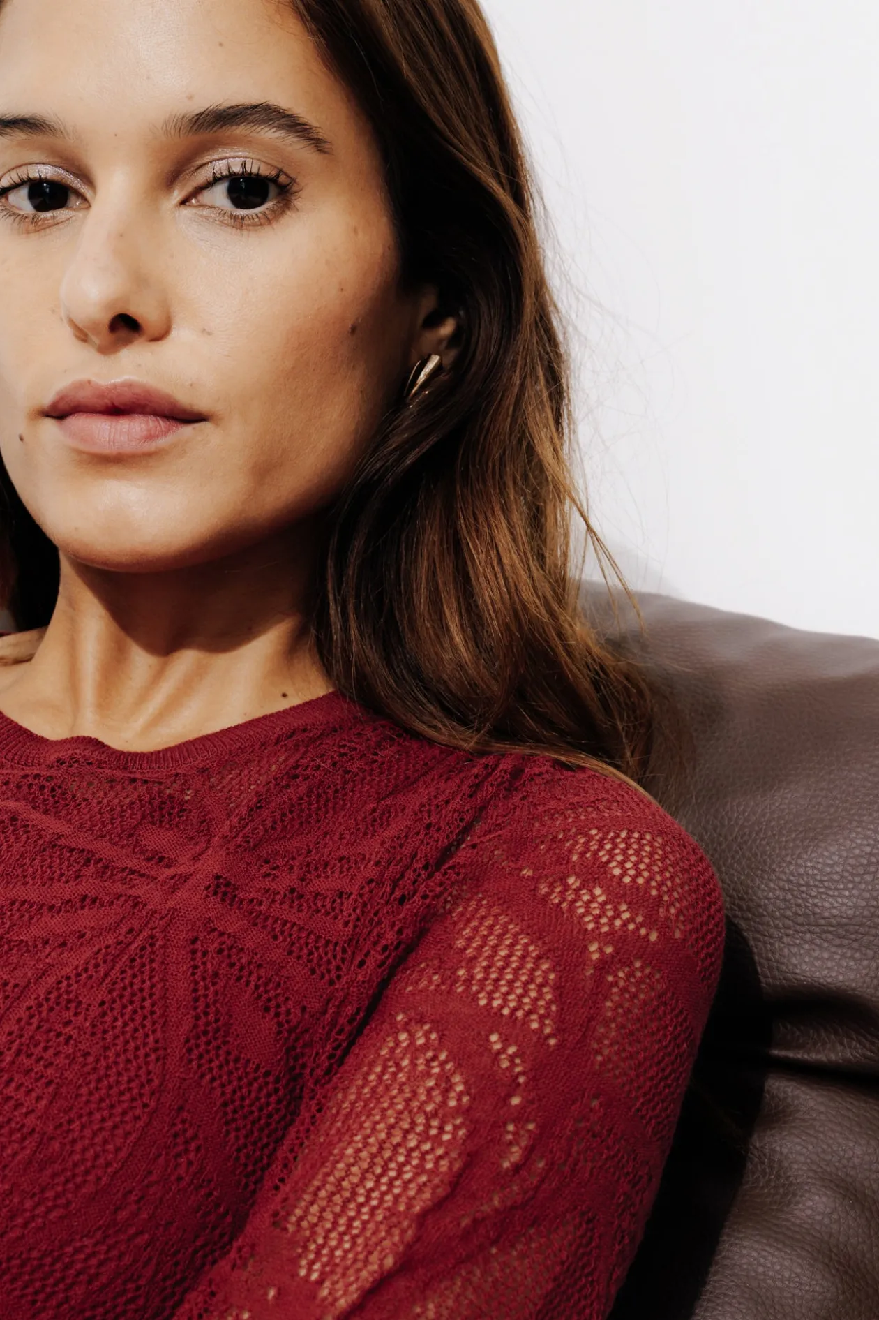 Promod Robe midi en crochet Femme - Rouge foncé Rougefoncé Hot