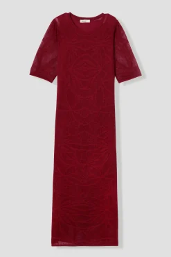 Promod Robe midi en crochet Femme - Rouge foncé Rougefoncé Hot