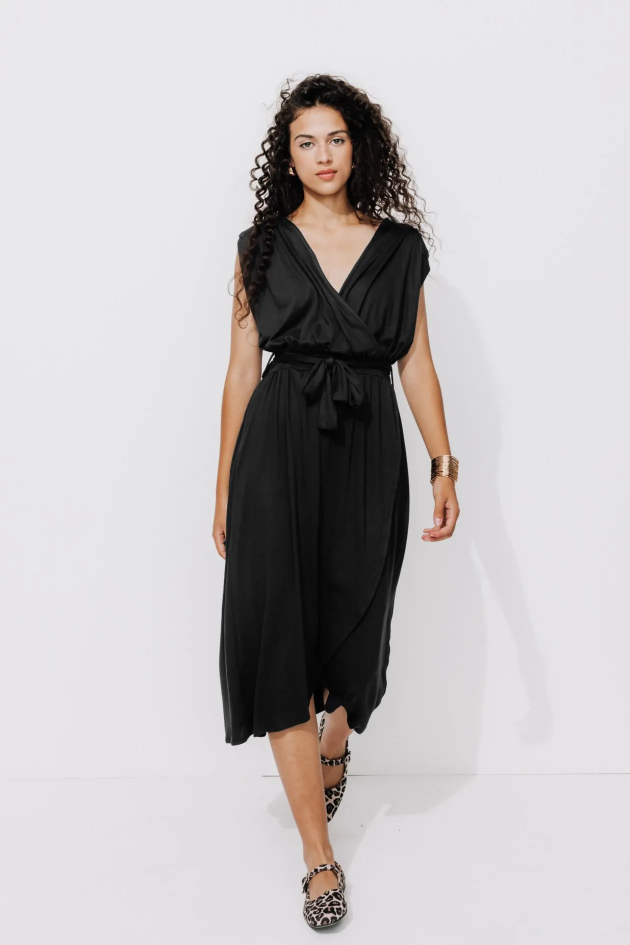 Promod Robe mi-longue en jersey Femme - Noir Cheap