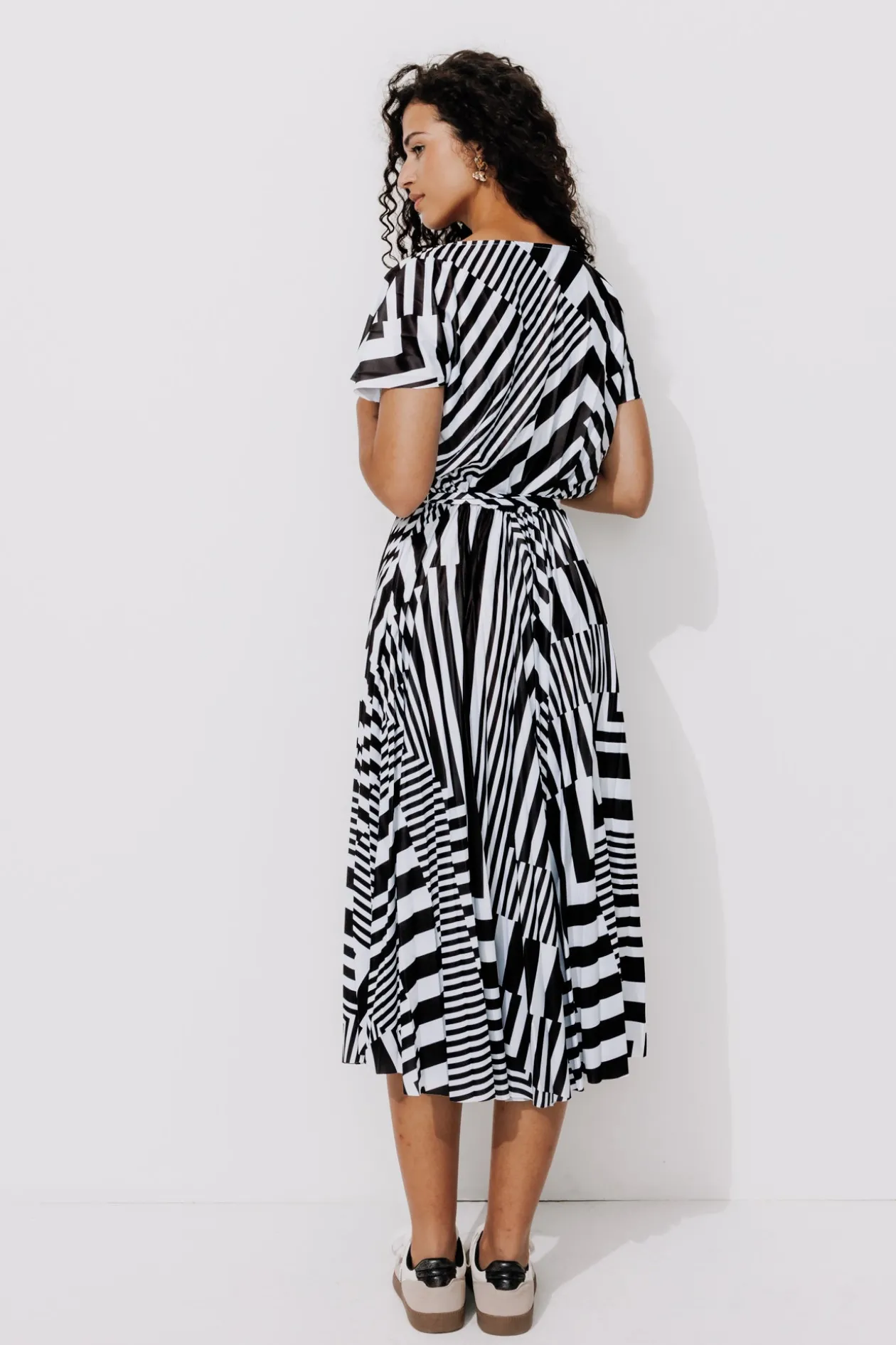 Promod Robe plissée et rayée Femme - Rayé Noir RayéNoir Cheap