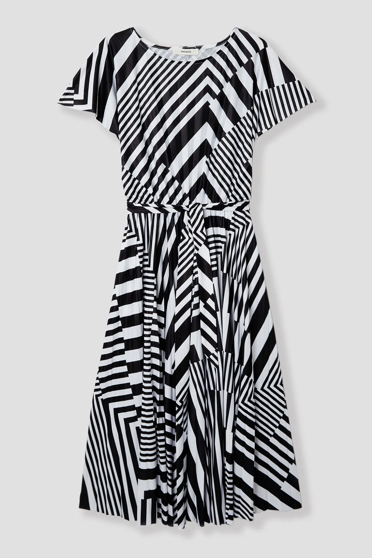Promod Robe plissée et rayée Femme - Rayé Noir RayéNoir Cheap