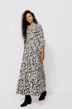 Promod Robe-chemise éco-conçue - Imprimé noir Impriménoir Discount