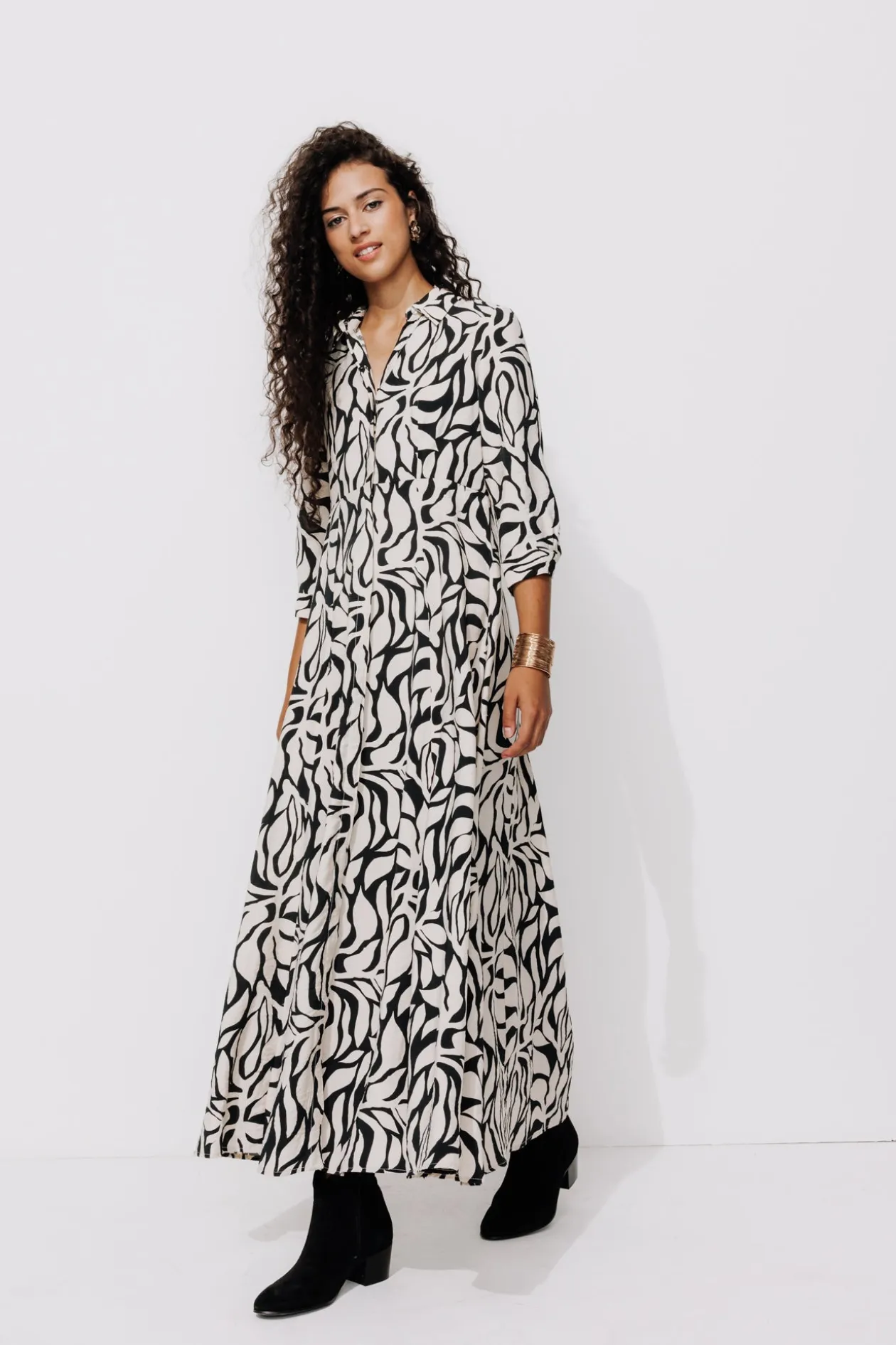Promod Robe-chemise éco-conçue - Imprimé noir Impriménoir Discount