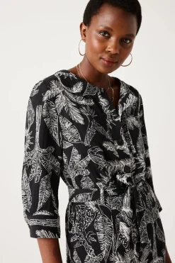 Promod Robe-chemise imprimée Femme - Imprimé noir Impriménoir Best