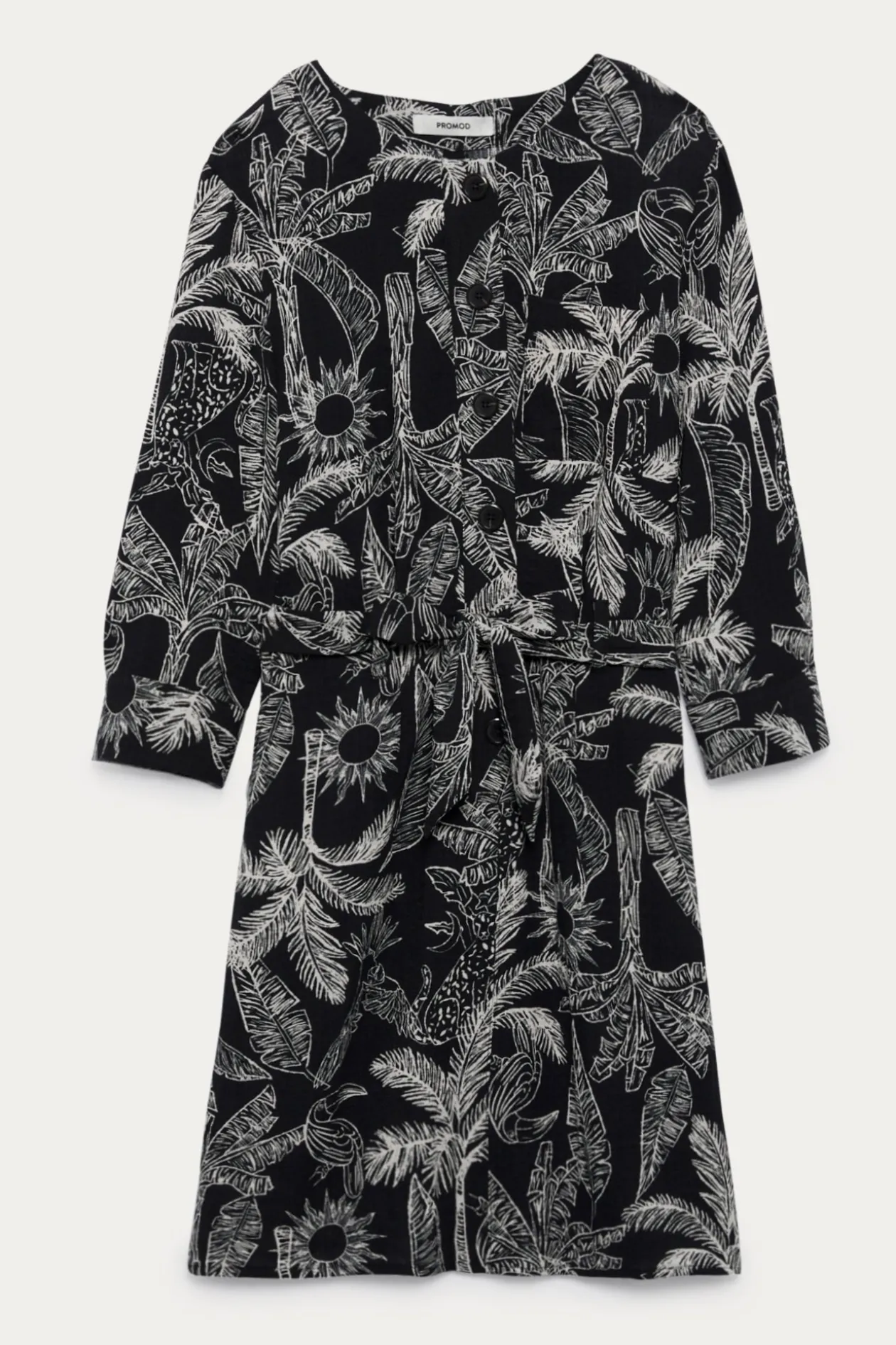 Promod Robe-chemise imprimée Femme - Imprimé noir Impriménoir Best