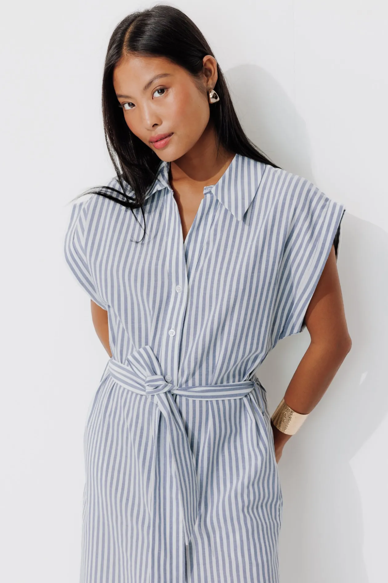 Promod Robe-chemise rayée Femme - Rayé bleu Rayébleu Cheap