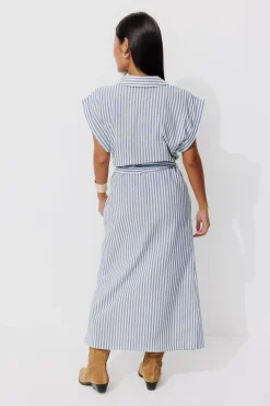 Promod Robe-chemise rayée Femme - Rayé bleu Rayébleu Cheap