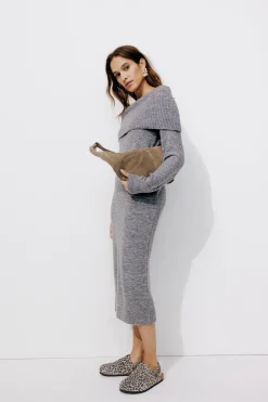 Promod Robe-pull col Bardot Femme - Gris clair Grisclair Flash Sale