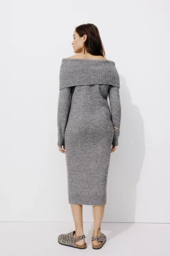 Promod Robe-pull col Bardot Femme - Gris clair Grisclair Flash Sale
