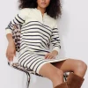 Promod Robe-pull col zippé marinière - Rayé écru Rayéécru Cheap