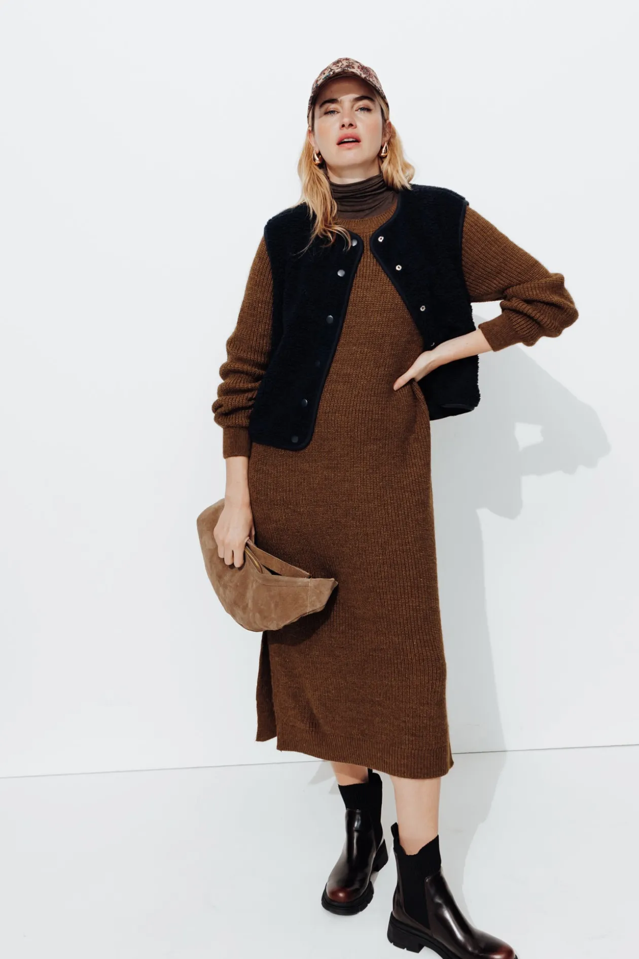 Promod Robe-pull côtelée Femme - Marron Cheap