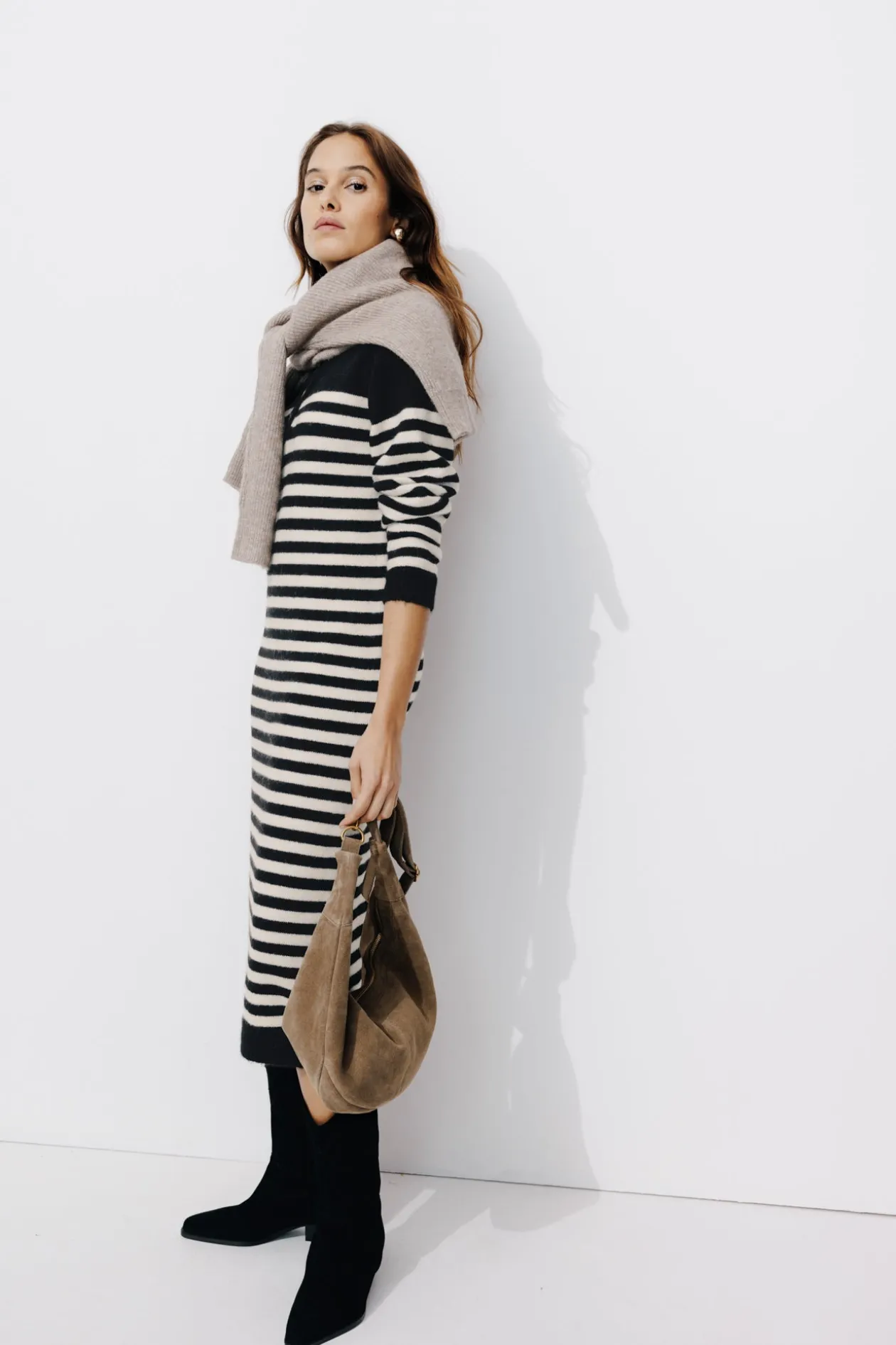 Promod Robe-pull marinière Femme - Rayé Noir RayéNoir Fashion