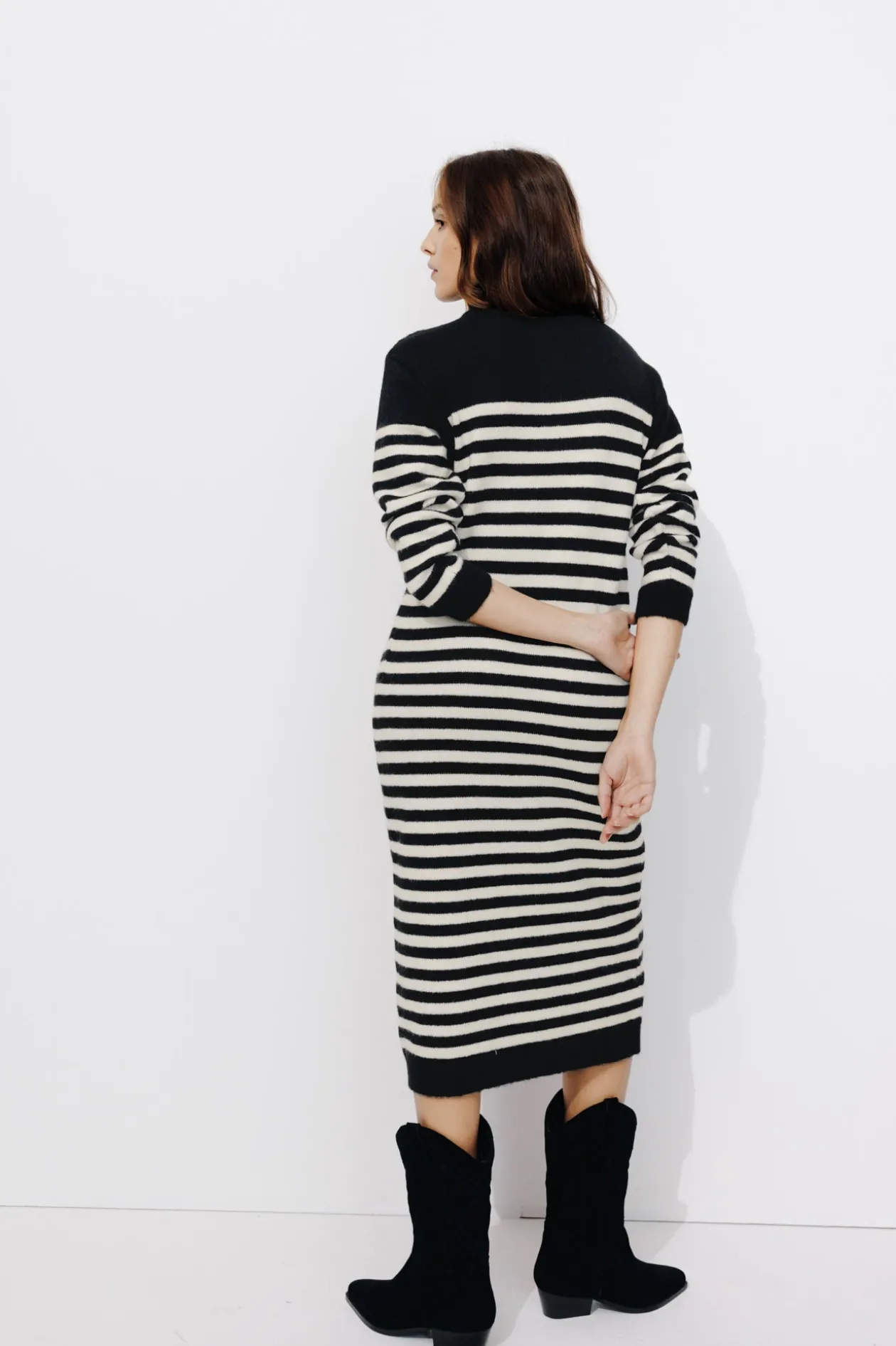 Promod Robe-pull marinière Femme - Rayé Noir RayéNoir Fashion