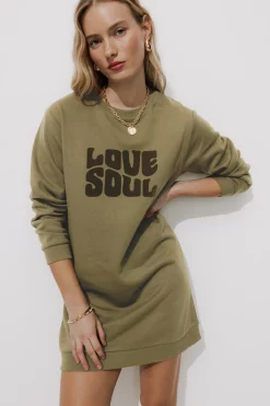 Promod Robe-sweat à message Femme - Kaki Cheap