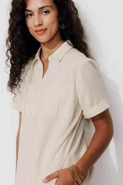 Promod Robe-tunique unie Femme - Ecru Cheap