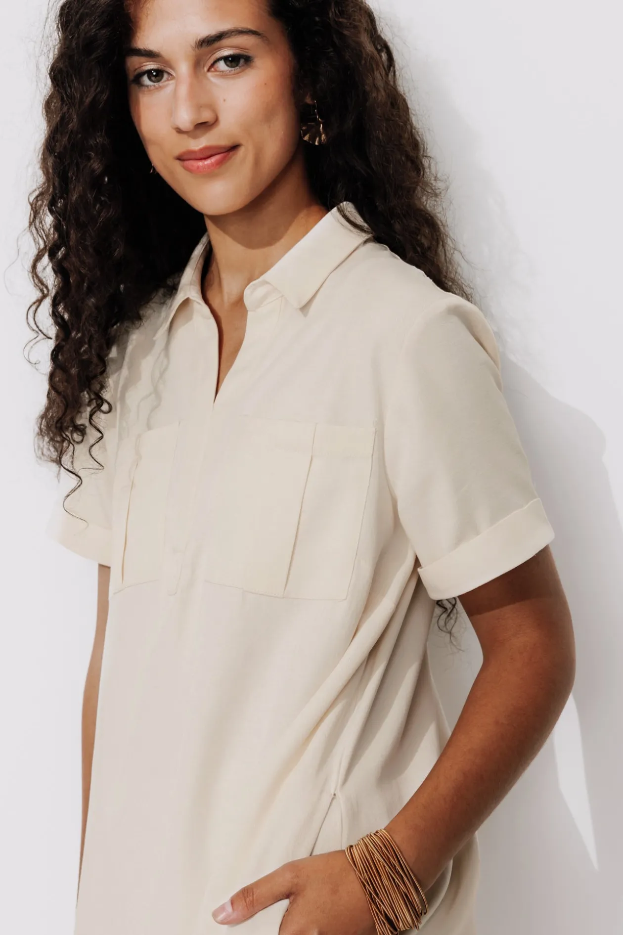 Promod Robe-tunique unie Femme - Ecru Cheap