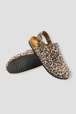 Promod Sabot léopard en cuir Femme - Imprimé camel Imprimécamel Hot