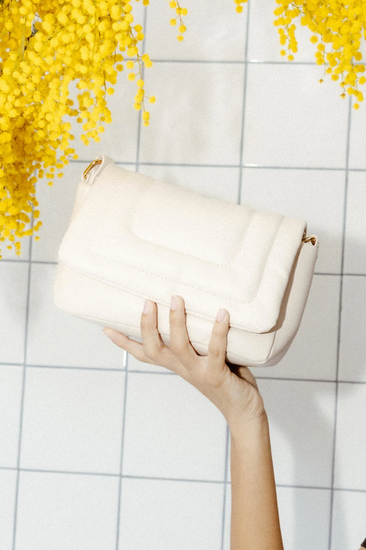Promod Sac à main matelassé Femme - Ecru Fashion
