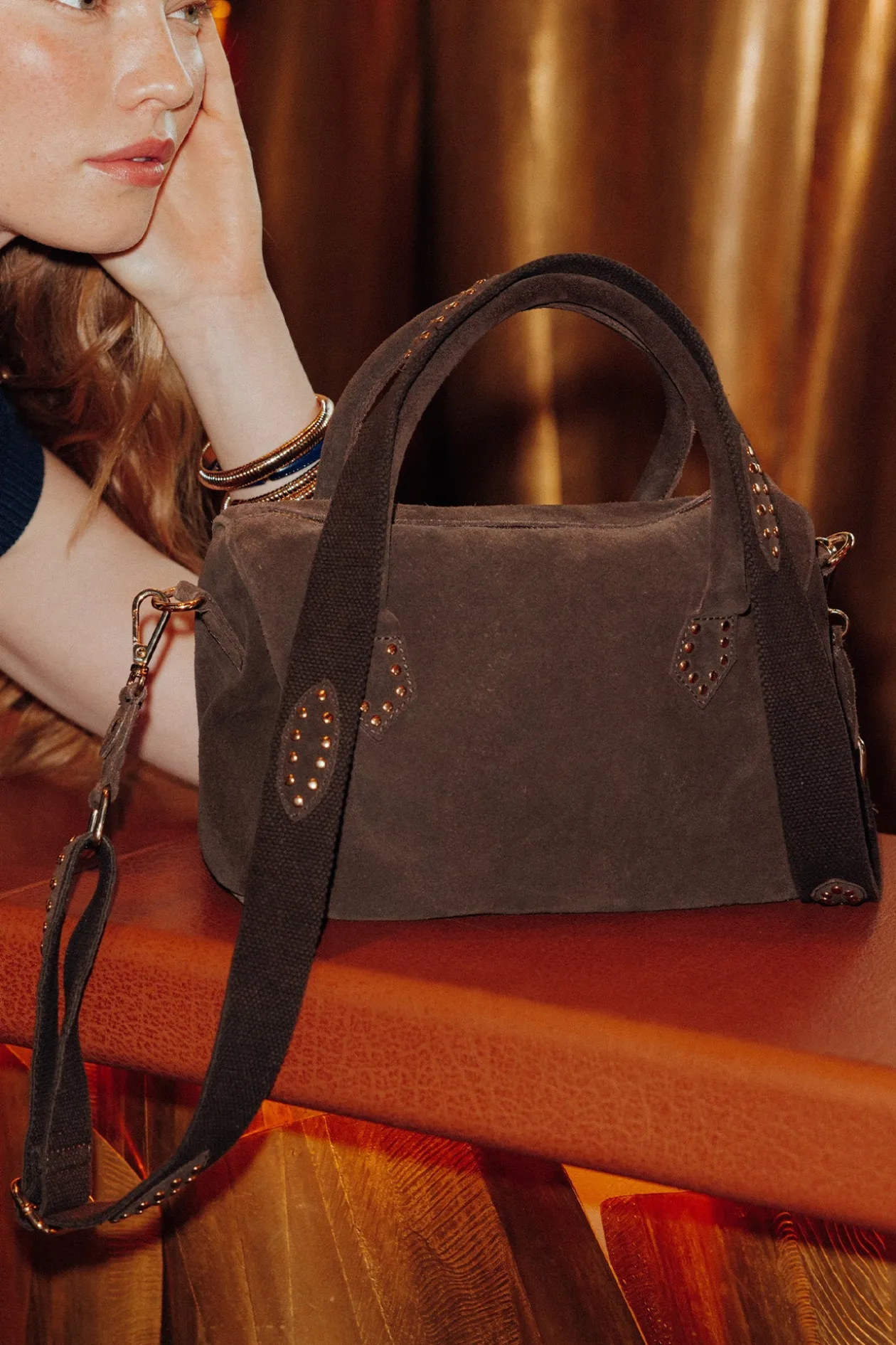 Promod Sac en cuir Femme - Marron Outlet