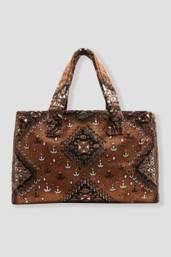 Promod Sac 24H en velours LALLA - Marron Best Sale