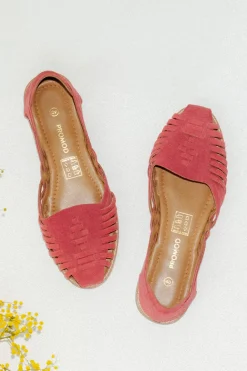 Promod Sandales plates en cuir suédé - Vieux rose Vieuxrose Discount