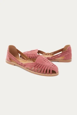 Promod Sandales plates en cuir suédé - Vieux rose Vieuxrose Discount