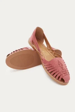 Promod Sandales plates en cuir suédé - Vieux rose Vieuxrose Discount