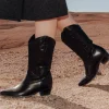 Promod Santiags en cuir Femme - Noir Shop