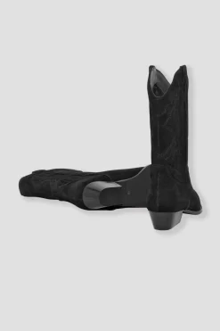 Promod Santiags en cuir suédé Femme - Noir Discount