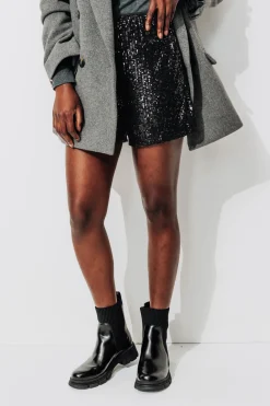 Promod Short à paillettes Femme - Noir Flash Sale
