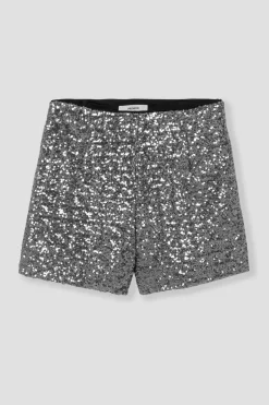 Promod Short à paillettes Femme - Argent Store