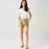 Promod Short à pinces + ceinture - Ecru Flash Sale