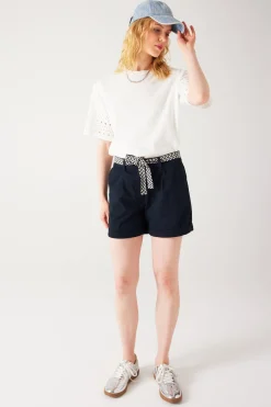 Promod Short à pinces + ceinture - Marine Hot