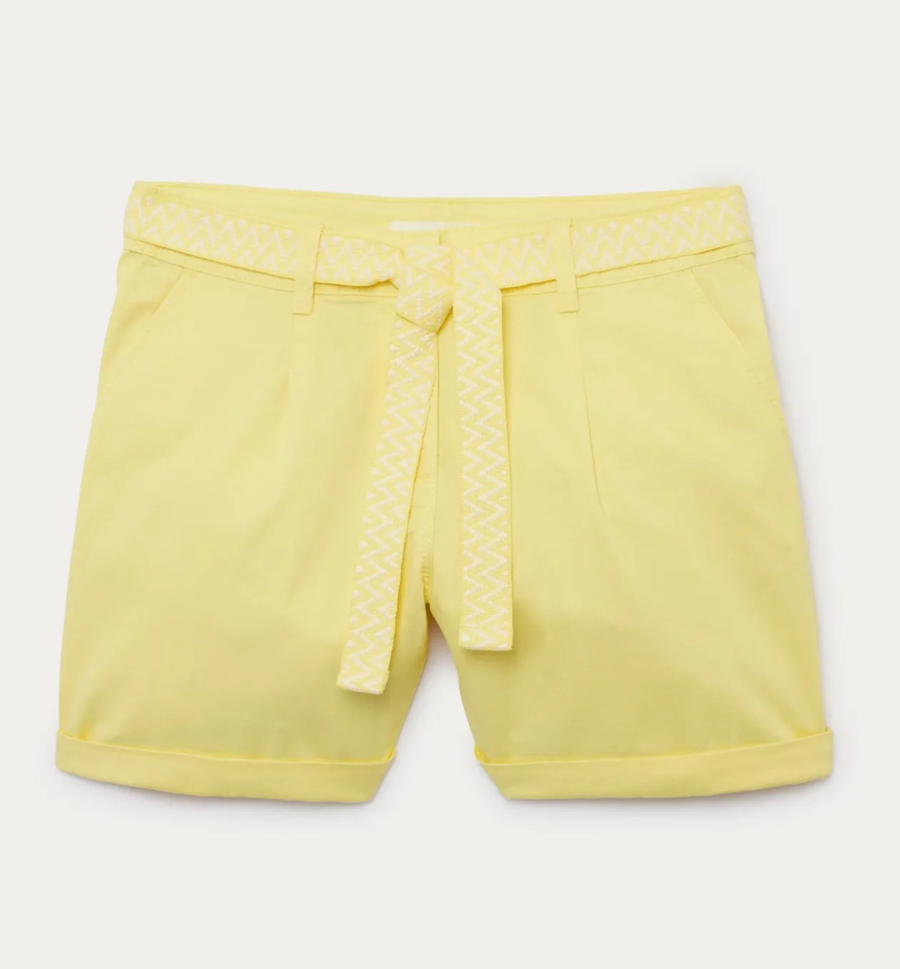 Promod Short à pinces + ceinture - Jaune Hot