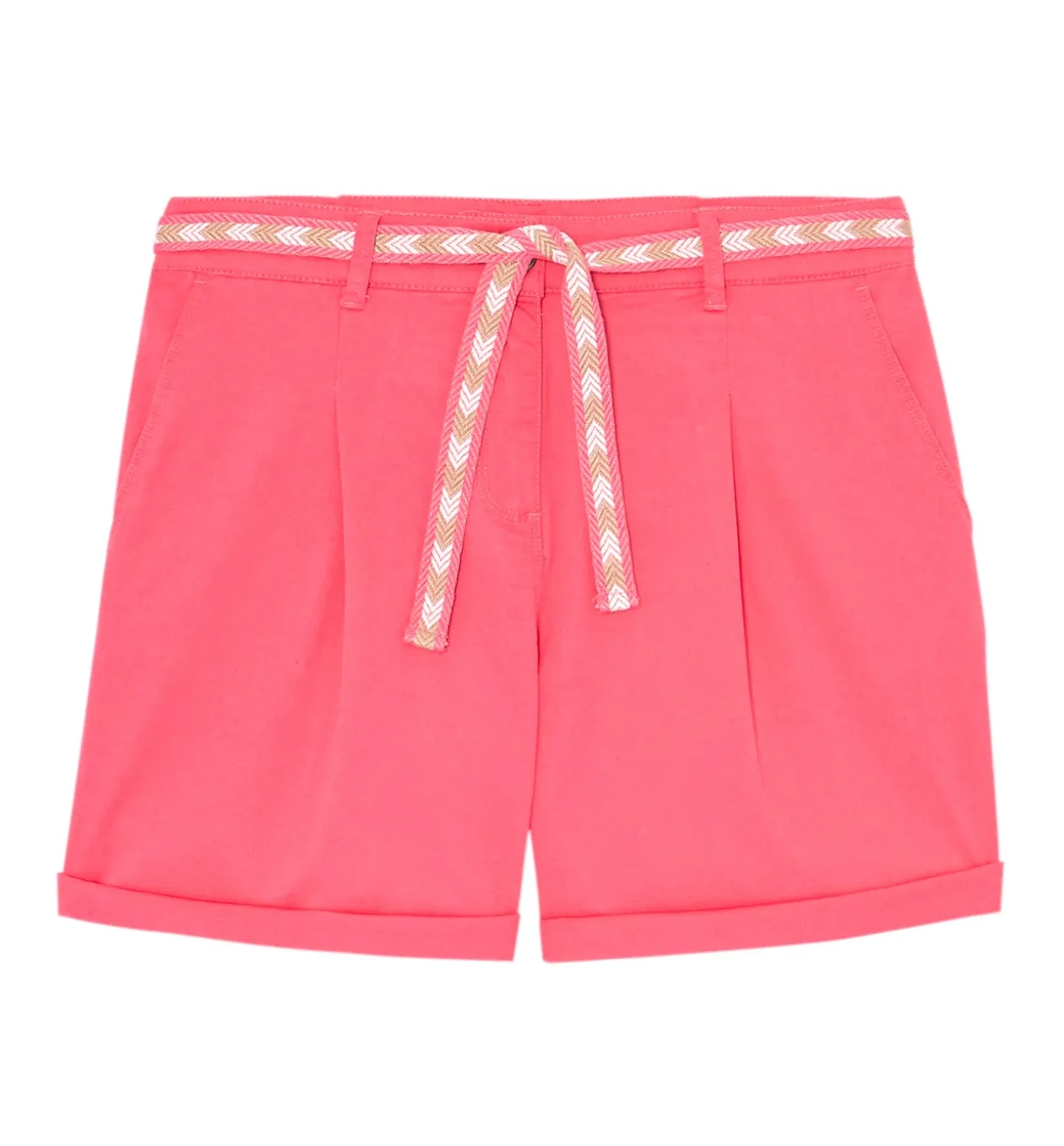 Promod Short à pinces + ceinture - Rose Outlet