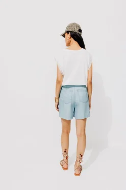 Promod Short blue jean en lyocell - Jean clair Jeanclair New