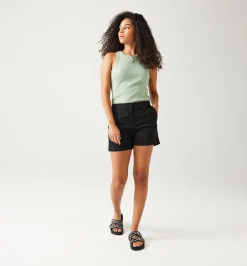 Promod Short en coton satin Femme - Noir Best