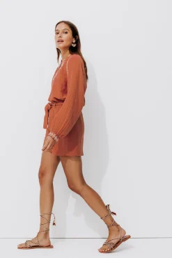 Promod Short en gaze de coton Femme - Terre de sienne Terredesienne Cheap