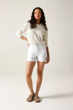 Promod Short en jean Femme - Blanc Outlet