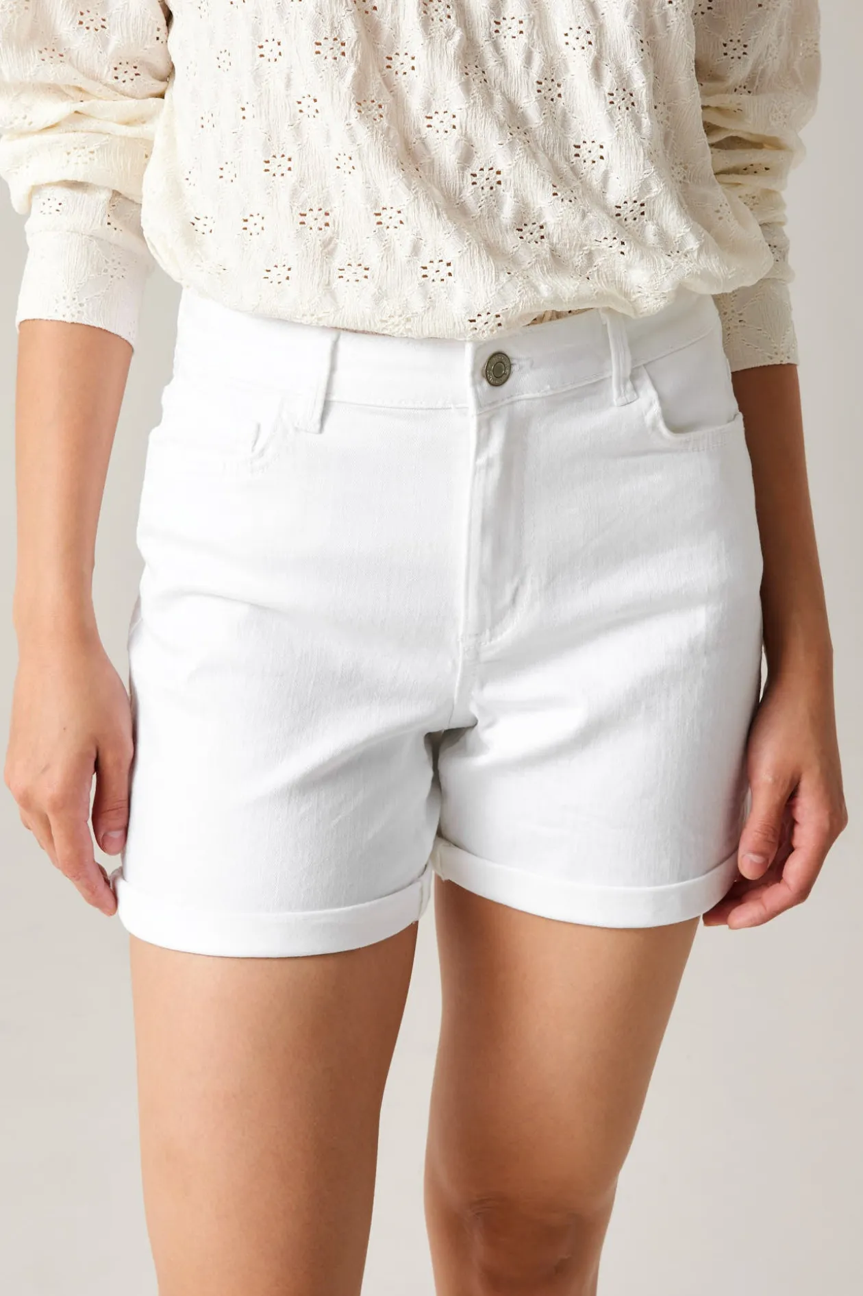 Promod Short en jean Femme - Blanc Outlet