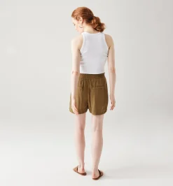 Promod Short en lyocell Femme - Marron Best Sale