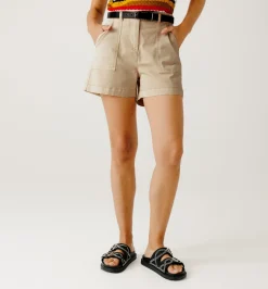 Promod Short en toile teinture unique - Beige Fashion