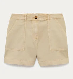 Promod Short en toile teinture unique - Beige Fashion